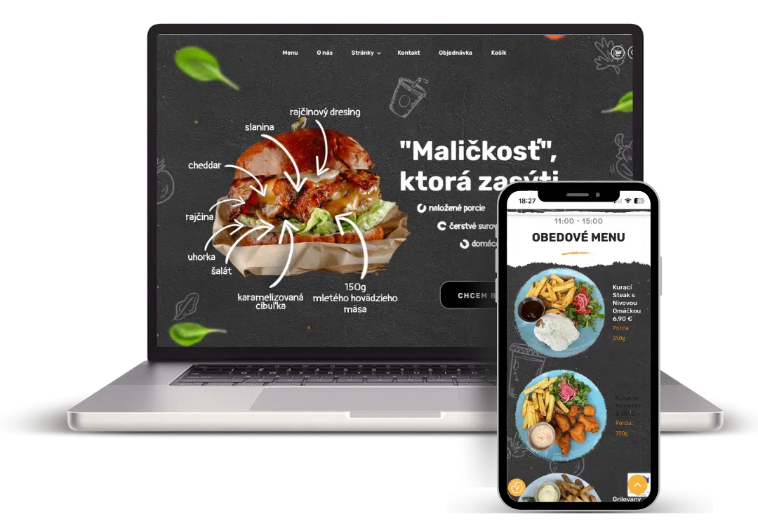 street food Púchov náhľad stránky mockup laptop a mobil